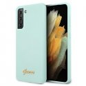 Case Guess GUHCS21MLSLMGLB S21+ G996 blue/blue hardcase silicone Script Metal Logo