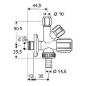 Angle valve Schell, 1/2&039&039 x 3/8&039&039 x 3/4&039&039 combined Angle valve Schell, 1/2&039&039 x 3/8&039&039 x 3/4&039&039 combined