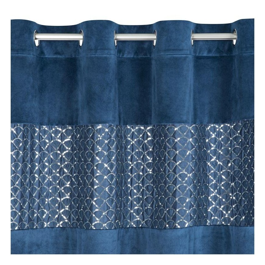 Eurofirany MARGOT Velvet night curtain with embroidered ribbon and sequins, 140X250 cm, loops/rings, color: blue – 3