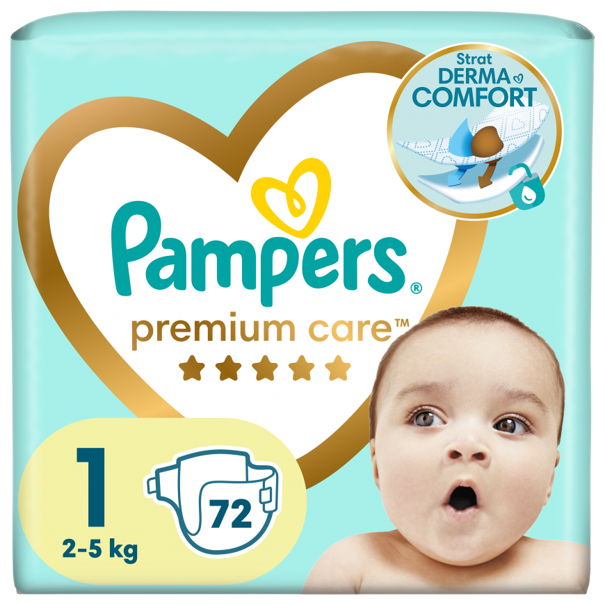 Pampers Premium Care Sauskelnės, 1 Dydis (Mini), 72 Sauskelnės, 2–5kg
