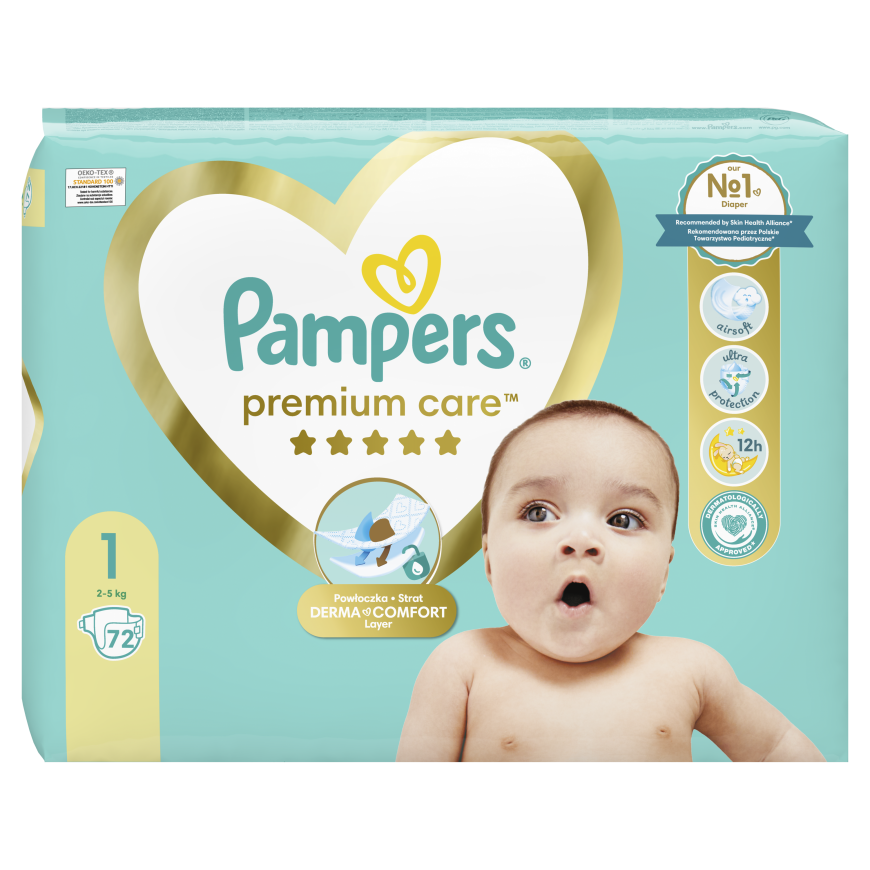 Pampers Premium Care Diapers, 1 Size (Mini), 72 Diapers, 2-5kg – 4