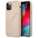 Guess Apple iPhone 12/12 Pro 6.1 hardcase Saffiano Vintage Scrip Gold