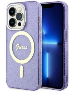 Guess Apple iPhone 14 Pro Max 6.7 hardcase Glitter Gold MagSafe Purple