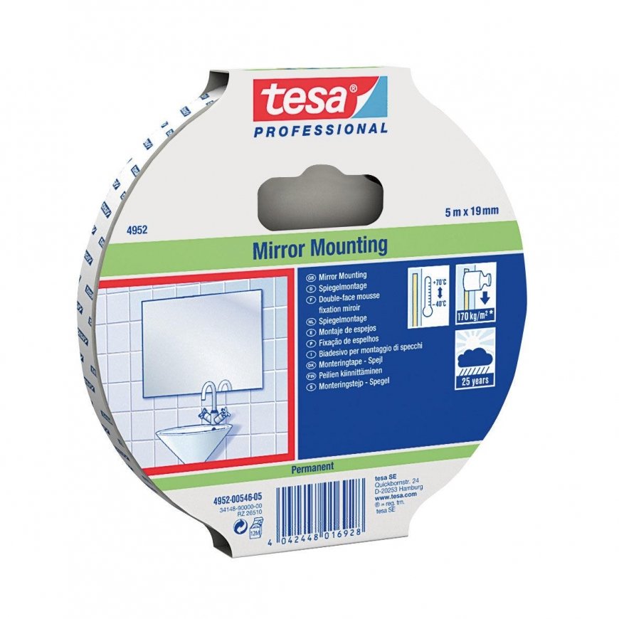 TESA Double-sided mirror mounting tape 5 m 19 mm H0495204 – 2