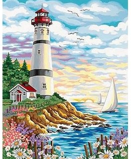 Beldizart Lighthouse at sunrise 38 x 48 cm WD095