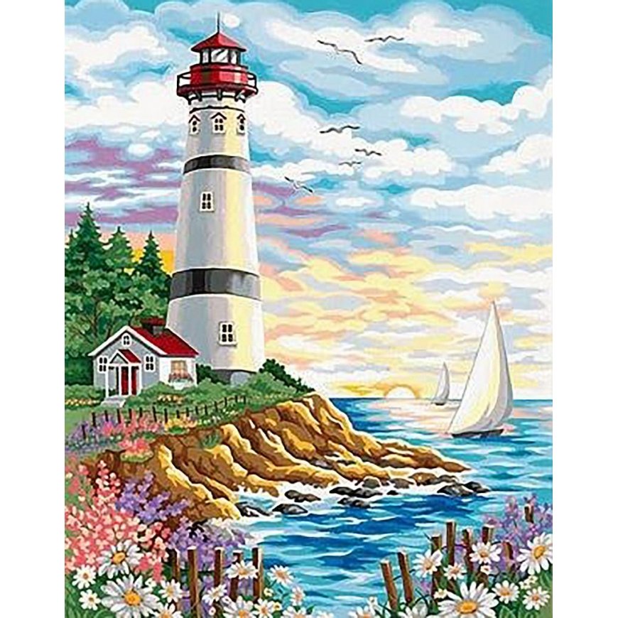 Beldizart Lighthouse at sunrise 38 x 48 cm WD095