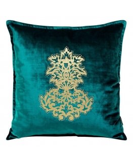 Eurofirany ROYAL 4 Velvet pillowcase with gold ornament, 45X45 cm, color: dark turquoise