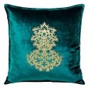 Eurofirany ROYAL 4 Velvet pillowcase with gold ornament, 45X45 cm, color: dark turquoise