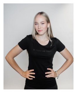 Dinamo - WOMEN'S T-SHIRT «DINAMO» WITH BLACK METALLIC PRINTING XS Black