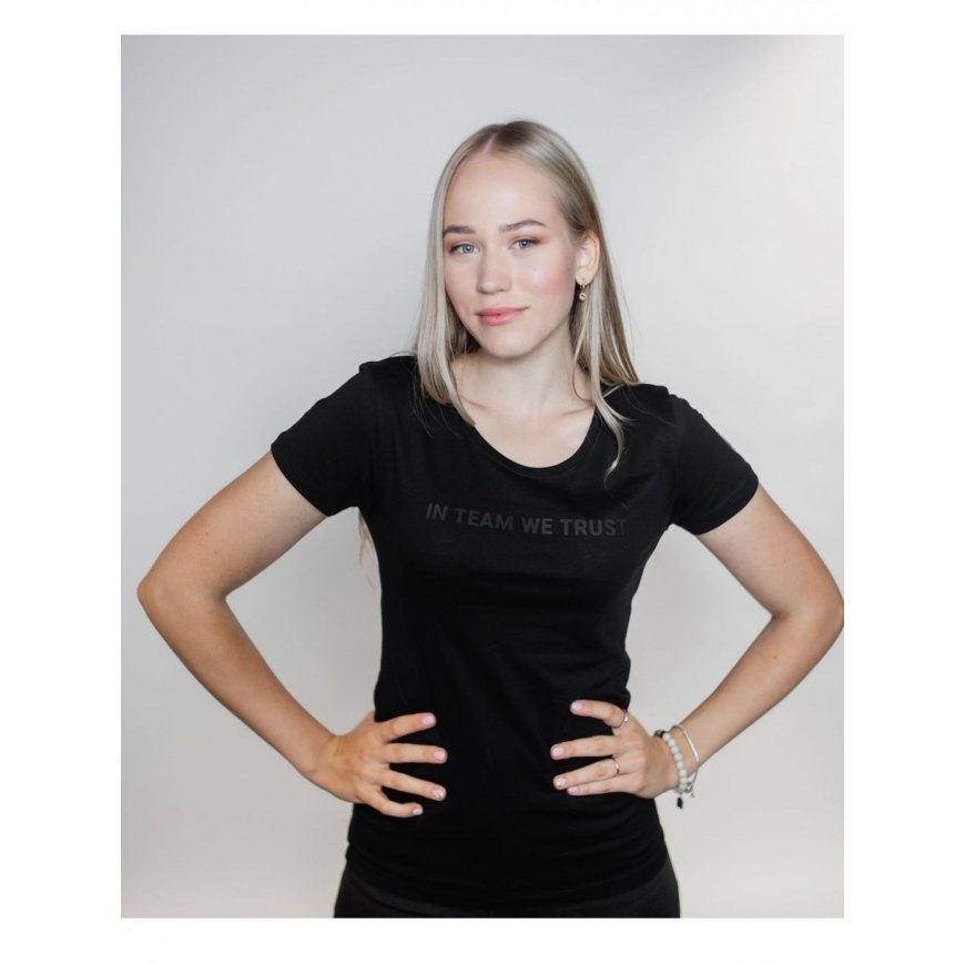 Dinamo - WOMEN'S T-SHIRT «DINAMO» WITH BLACK METALLIC PRINTING XS Black