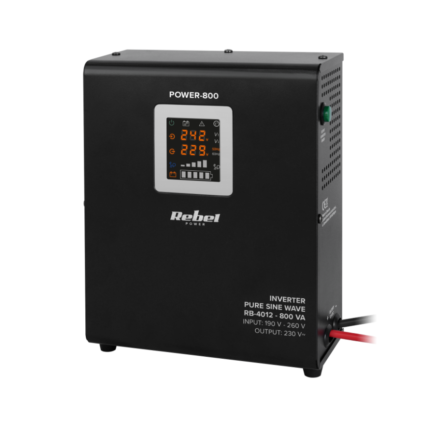 Power supply Emergency Naścienny Rebel POWER-800 - converter with czystym przebiem sinusoidalnym i funkcją ładąża 12V 230V 800VA – 2