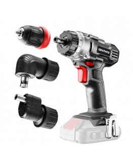 GRAPHITE Akumuliatorinis gręžtuvas Energija + 18V, nuimamas griebtuvas 10 mm, plius kampinis adapteris ir adapteris