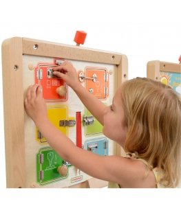 Medinė sieninė lenta Mokymasis atidaryti spynas - 6 Masterkidz seifai