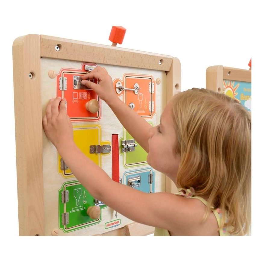Wooden Wall Board Learn to Open Locks - 6 Masterkidz Safes