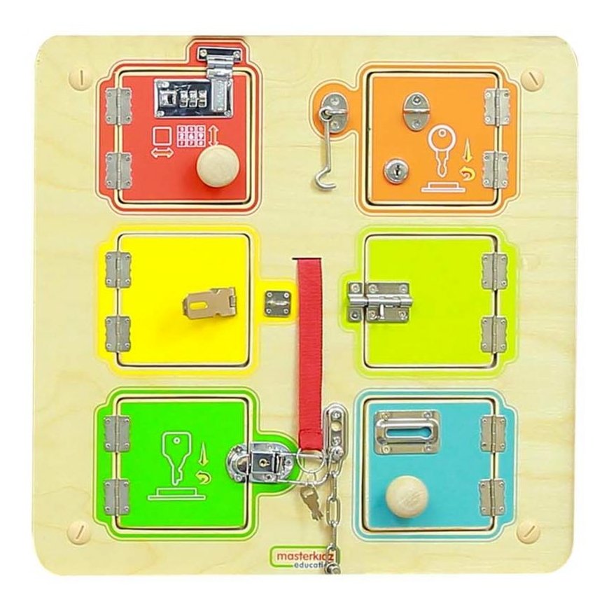 Wooden Wall Board Learn to Open Locks - 6 Masterkidz Safes – 2