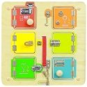 Medinė sieninė lenta Mokymasis atidaryti spynas - 6 Masterkidz seifai Medinė sieninė lenta Mokymasis atidaryti spynas - 6 Masterkidz seifai