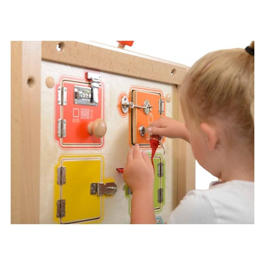 Wooden Wall Board Learn to Open Locks - 6 Masterkidz Safes – 4