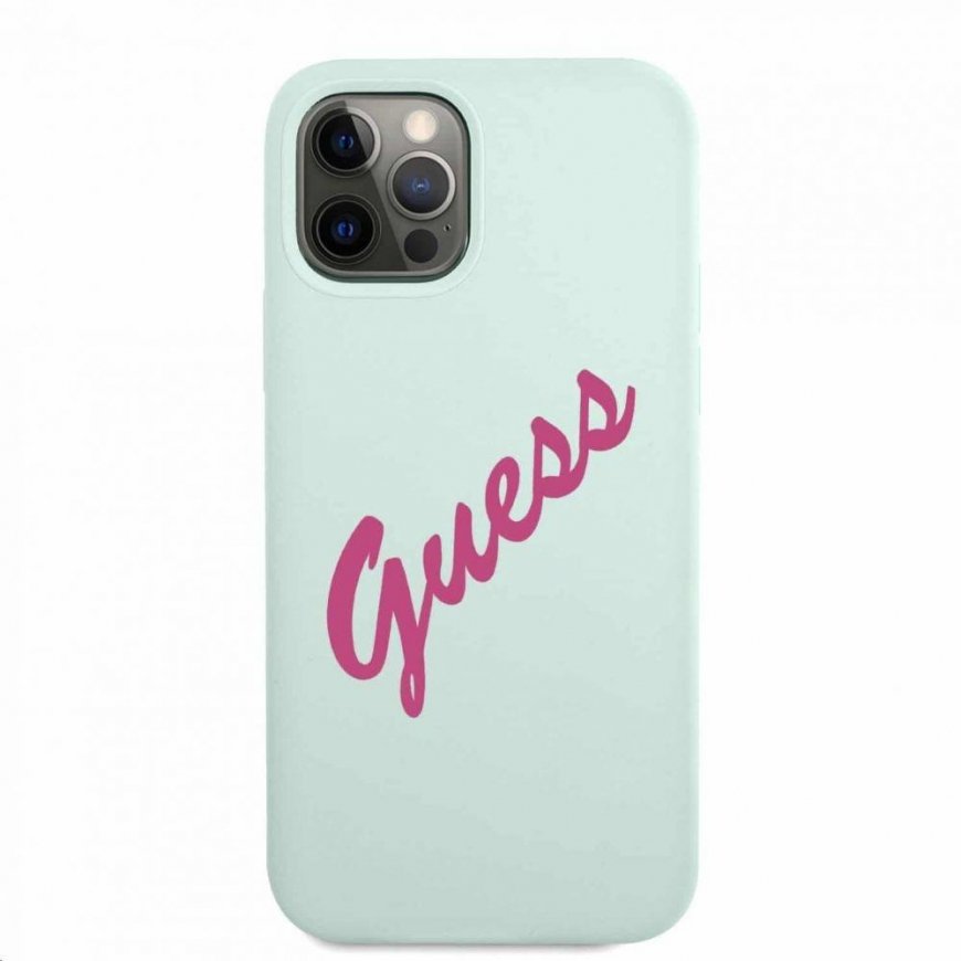 Guess GUHCP12LLSVSBF iPhone 12 Pro Max 6,7" mėlynos spalvos fuksijos / mėlynos fuschia kietas silikoninis vintage dėklas