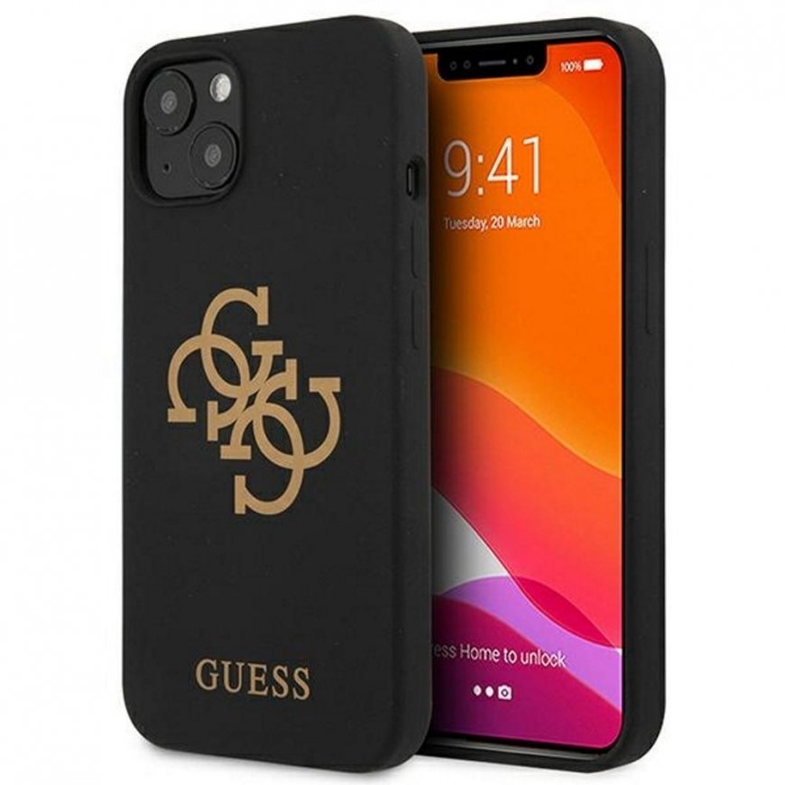 Guess GUHCP13SLS4GGBK iPhone 13 mini 5.4" black/black hard case silicone 4G Logo – 2