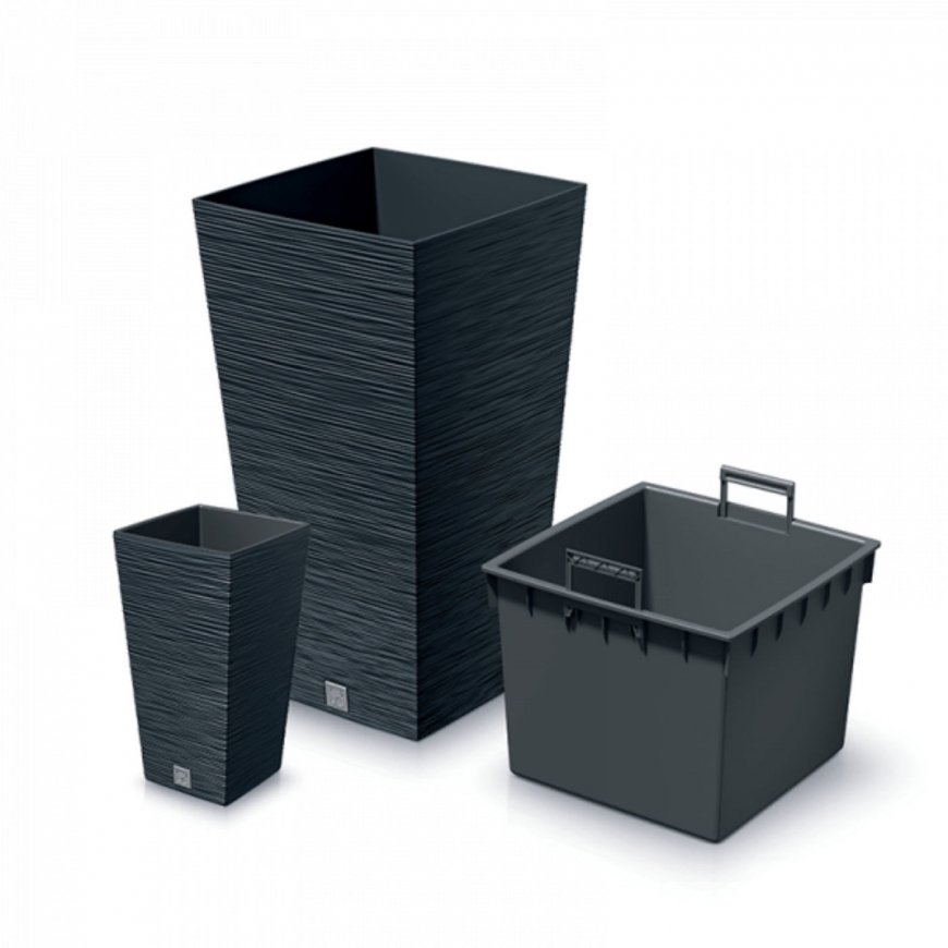 Prosperplast Doniczka FURU SQUARE - antracytowy
