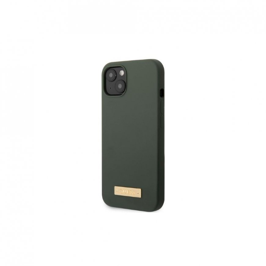 Guess GUHMP13MSBPLA iPhone 13 6.1 inch Green/Khaki Hard Case Silicone Logo Plate MagSafe