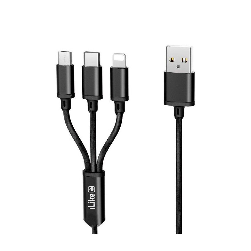 iLike - Charging Cable 3 in 1 CCI02 Black