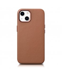 Dėklas Icarer icer dėklo odos dėklo dangtelis, skirtas „iPhone 14 Plus“ rudai (suderinamas su „MagSafe“)
