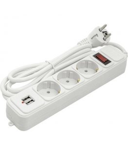 Plug EXD Household extension cord 1.8m, 3 sockets + 2 USB, with switch