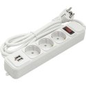 Plug EXD Household extension cord 1.8m, 3 sockets + 2 USB, with switch Plug EXD Household extension cord 1.8m, 3 sockets + 2 USB, with switch