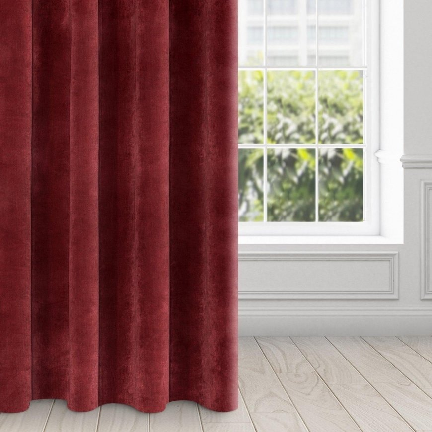 Eurofirany DIVA LINE RIA Minkšto aksomo naktinė užuolaida, 140X250 cm, kilpos / žiedai, spalva: bordo