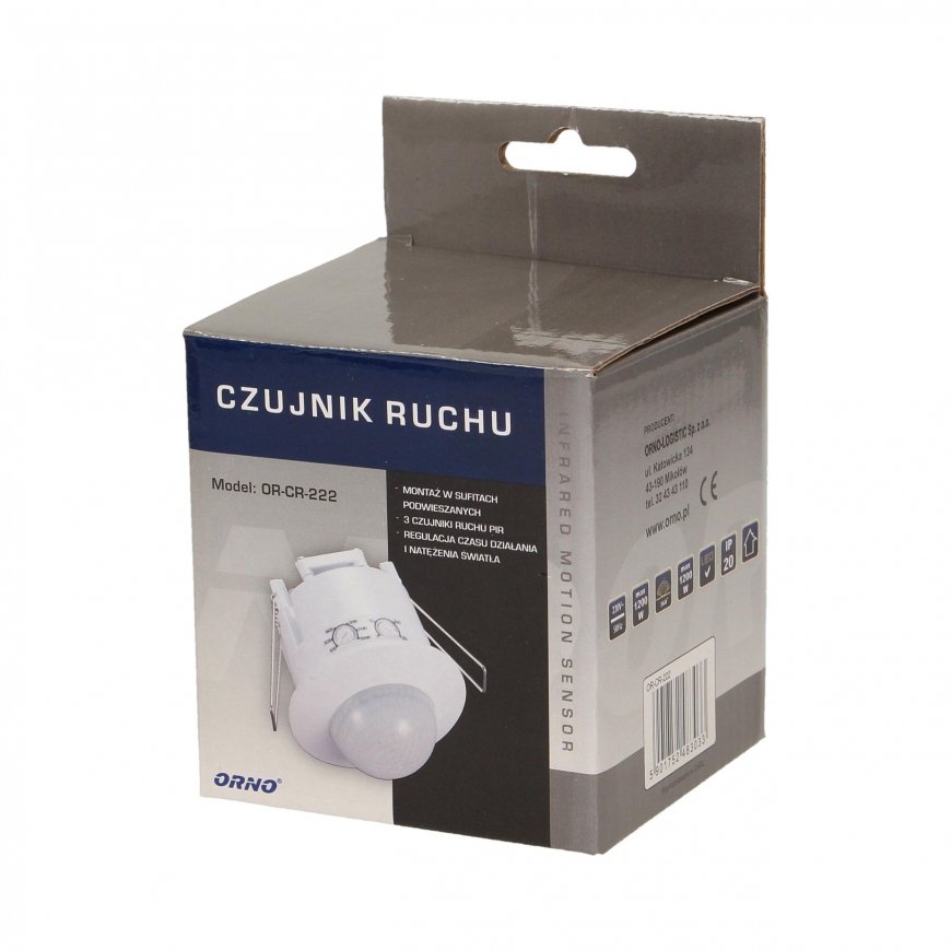 Orno 360-asis judesio ir buvimo jutiklis. IP20, 1200W, pakabinamoms luboms, 3 jutikliai – 4