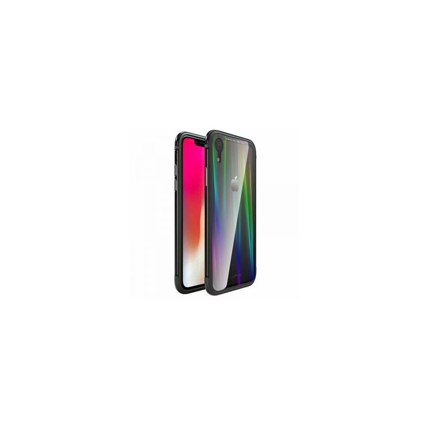 Luphie Apple iPhone XR Aurora Condom Aluminium Frame + TPU Case Black Clear