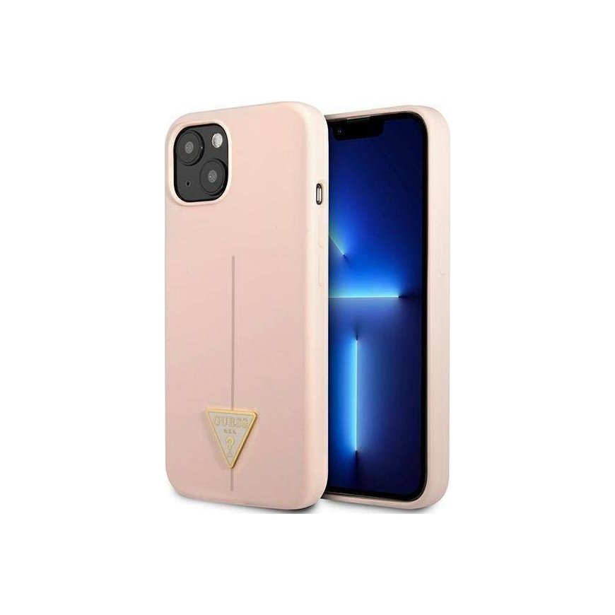 Guess GUHCP13MSLTGP iPhone 13 6.1 inch Pink/Pink Hard Silicone Triangle Case