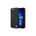 dėklas BMW BMHCP14XSILBK „iPhone 14 Pro Max 6,7 quot“ juodas/juodas silikoninis metalo logotipas