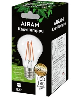 Airam LED plant lamp, E27, clear, filament 180 lm