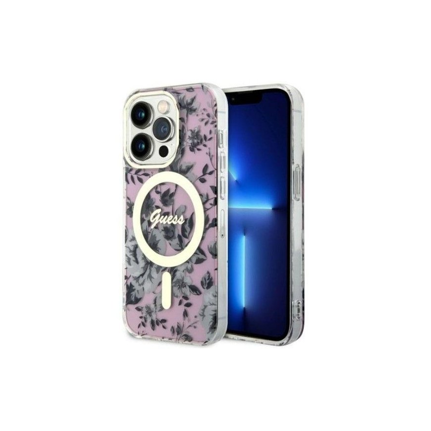 Guess Apple iPhone 14 Pro 6.1 hardcase Flower MagSafe Purple