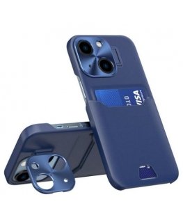 iLike Apple iPhone 14 Leather Stand Case card wallet with stand Blue