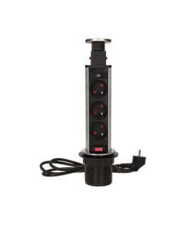 Orno Arno Socket for furniture fi6cm, AC 3x250V, push out from sheet blocking (OR-AE-1348)