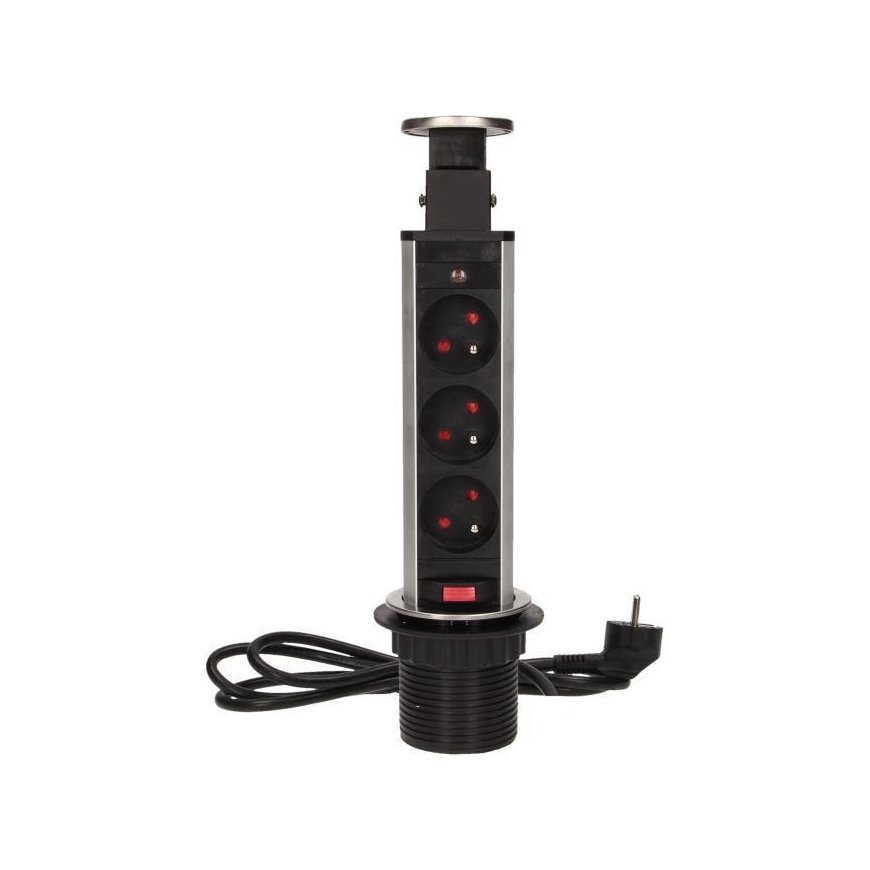 Orno Arno Socket for furniture fi6cm, AC 3x250V, push out from sheet blocking (OR-AE-1348)