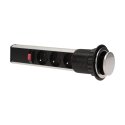 Orno Arno Socket for furniture fi6cm, AC 3x250V, push out from sheet blocking (OR-AE-1348)