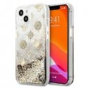 Case Guess GUHCP13SLGPEGO iPhone 13 mini 5.4" gold/golden hardcase Peony Liquid Glitter