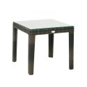 Table WICKER 50x50xH45cm, top: tempered glass, frame: aluminum with synthetic wicker, color: dark brown Table WICKER 50x50xH45cm, top: tempered glass, frame: aluminum with synthetic wicker, color: dark brown