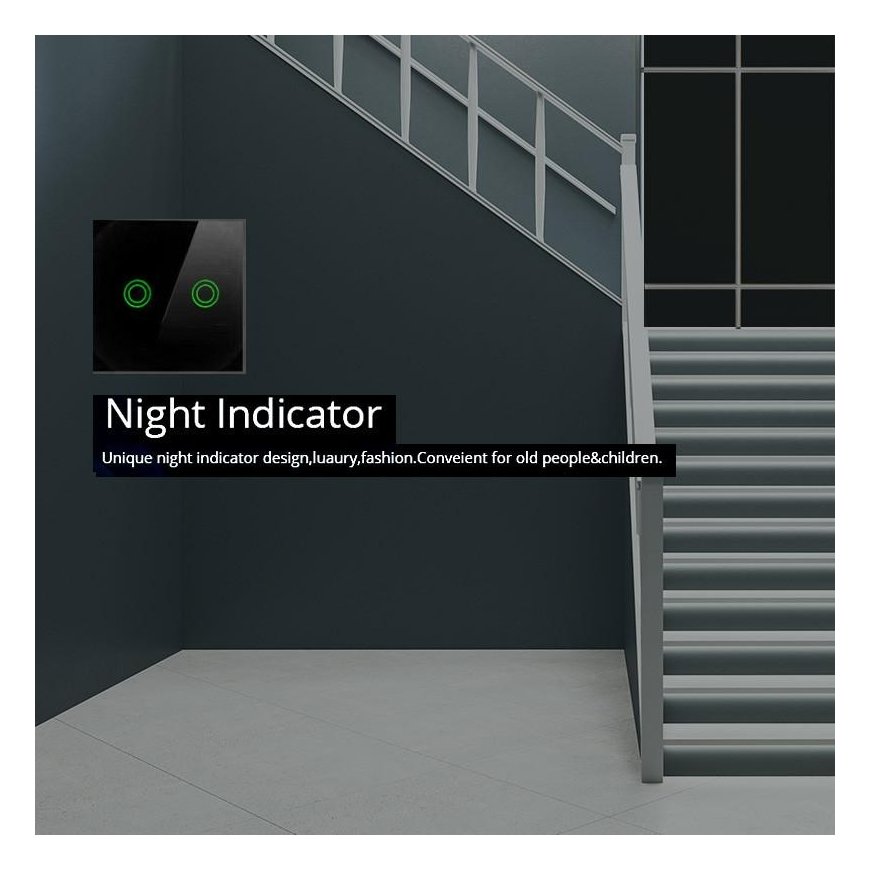 Maclean Touch Change Switch Light Switch Cross Switch Wall Switch Step Switch Color Changing LED Backlight Recessed Switch Doubl – 2