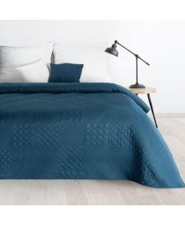 Eurofirany DESIGN 91 BONI / 5 Lovatiesė su karšto spaudimo technika įspaustu skiautinių motyvu, 170X210 cm, spalva: mėlyna Lovat