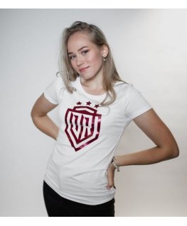 Dinamo - Women's T-SHIRT M «DINAMO» WITH RED METALLIC PRINTING White