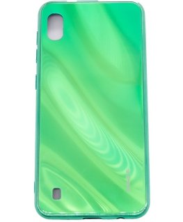 Evelatus Samsung Galaxy A10 Water Ripple Full Color Electroplating Tempered Glass Case Green