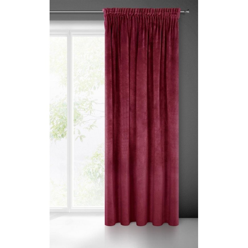 Naktinė užuolaida iš minkšto aksomo Eurofirany DIVA LINE RIA 140X270 cm, juosta/ tunelis/ kabliukai, 300g/m2, spalva: bordo – 2