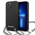 Karl Lagerfeld Karl Lagerfeld KLHCP13SPMK iPhone 13 mini 5.4 inch Hard Case Black / Black Leather Texture & Chain
