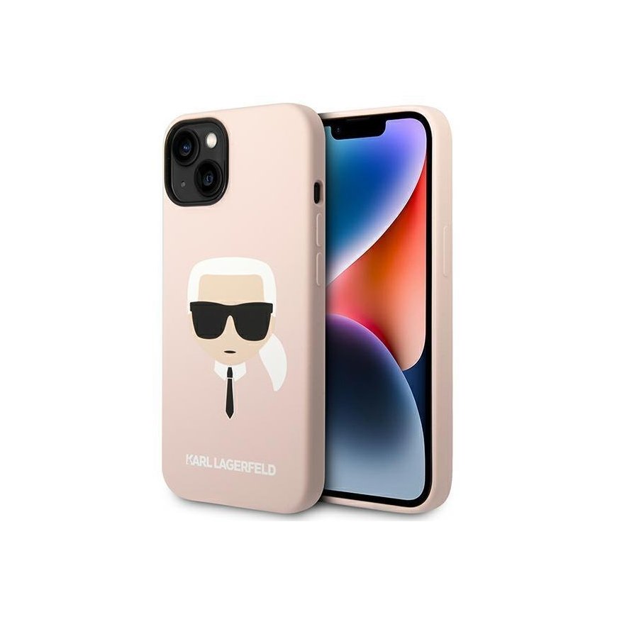 Case Karl Lagerfeld KLHMP14MSLKHLP iPhone 14 Plus 6.7 inch hardcase light pink/light pink silicone Karl head MagSafe