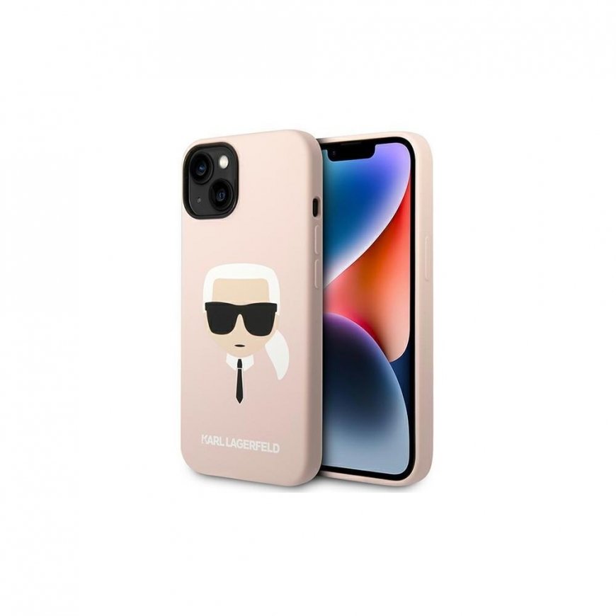 Case Karl Lagerfeld KLHMP14MSLKHLP iPhone 14 Plus 6.7 inch hardcase light pink/light pink silicone Karl head MagSafe – 3